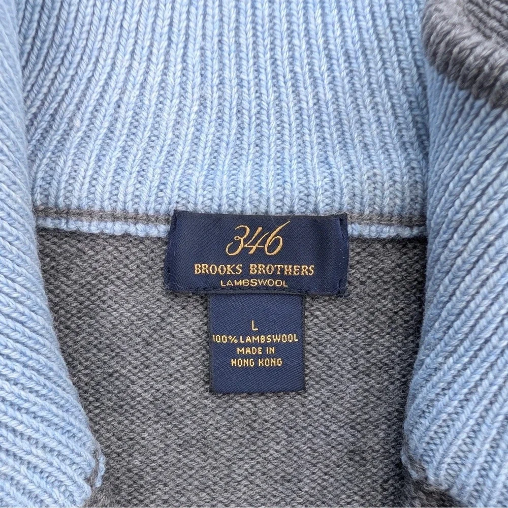 Brooks Brothers 346 Lambswool Quarter Zip Sweater L